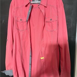 BKE Red Athletic Fit Casual button up Shirt